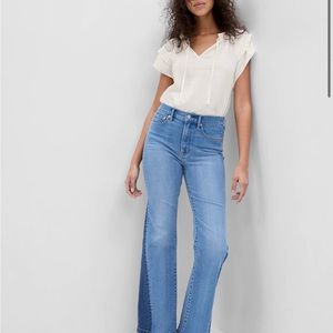 The Gap Crinkle Gauze Flutter Sleeve Top, Medium Tall, White, NWT